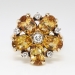 Vintage Ring Estate 1960's Topaz Diamond Flower Cocktail Birthstone Ring 14k Gold