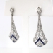 Estate 1.76ct t.w. Blue Sapphire & Diamond Art Deco Style Chandelier Wedding Earrings Platinum