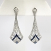 Estate 1.76ct t.w. Blue Sapphire & Diamond Art Deco Style Chandelier Wedding Earrings Platinum