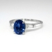 Vintage Estate 1.57ct t.w. Oval Blue Sapphire & Baguette Diamond Three Stone Engagement Anniversary Ring Platinum