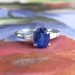 Vintage Estate 1.57ct t.w. Oval Blue Sapphire & Baguette Diamond Three Stone Engagement Anniversary Ring Platinum