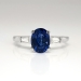 Vintage Estate 1.57ct t.w. Oval Blue Sapphire & Baguette Diamond Three Stone Engagement Anniversary Ring Platinum