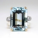 Vintage 1940's 12.79ct t.w. Emerald Cut Aquamarine & Diamond Cocktail Ring 14k