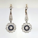 Antique Edwardian Vintage Blue Sapphire Diamond Halo Chandelier Wedding Earrings Platinum 18k Yellow Gold