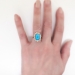 Antique Victorian 1890's 4.06ct t.w. Turquoise & Old European Cut Diamond Cocktail Ring 14k