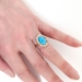 Antique Victorian 1890's 4.06ct t.w. Turquoise & Old European Cut Diamond Cocktail Ring 14k