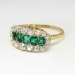 Edwardian 1920's 1.15ct t.w. Old European Cut Diamond & Emerald Engagement Anniversary Ring 14k Yellow Gold