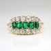 Edwardian 1920's 1.15ct t.w. Old European Cut Diamond & Emerald Engagement Anniversary Ring 14k Yellow Gold