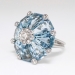 Vintage 16.46ct t.w. Aquamarine Diamond Ring Retro 1940's Aquamarine Diamond Cocktail Statement Birthstone Ring Platinum