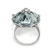 Vintage 16.46ct t.w. Aquamarine Diamond Ring Retro 1940's Aquamarine Diamond Cocktail Statement Birthstone Ring Platinum