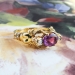 Vintage 1990's 1.47ct t.w. Natural Purple Sapphire & Diamond Two Angels Figural Ring 18k