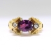 Vintage 1990's 1.47ct t.w. Natural Purple Sapphire & Diamond Two Angels Figural Ring 18k