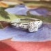 Vintage Retro 1940's Old Transitional Cut French Cut Diamond Engagement Wedding Anniversary Ring Platinum