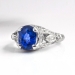 Estate Vintage 1990's Blue Sapphire Diamond Hand Engraved Platinum Ring