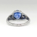 Estate Vintage 1990's Blue Sapphire Diamond Hand Engraved Platinum Ring