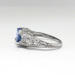 Estate Vintage 1990's Blue Sapphire Diamond Hand Engraved Platinum Ring