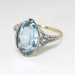 Antique Edwardian Vintage 1920's Aquamarine Rose Cut Diamond Ring Platinum 18k Yellow Gold