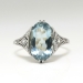 Antique Edwardian Vintage 1920's Aquamarine Rose Cut Diamond Ring Platinum 18k Yellow Gold