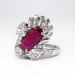 Vintage Ruby Diamond Ring Circa 1950's 3.43ct t.w. Ruby Diamond Cocktail Anniversary Birthstone Ring Platinum