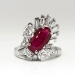 Vintage Ruby Diamond Ring Circa 1950's 3.43ct t.w. Ruby Diamond Cocktail Anniversary Birthstone Ring Platinum