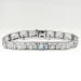 Art Deco 1930's Vintage Aquamarine Diamond Filigree Bracelet 14k White Gold 6.75 Inches Long