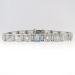 Art Deco 1930's Vintage Aquamarine Diamond Filigree Bracelet 14k White Gold 6.75 Inches Long