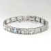 Art Deco 1930's Vintage Aquamarine Diamond Filigree Bracelet 14k White Gold 6.75 Inches Long