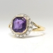 Art Deco Vintage 1930's Amethyst Old Mine Cut Diamond Filigree Ring Platinum 18k Yellow Gold