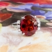 Vintage Estate 1950's Spessartite Garnet Diamond Ring 18k White Gold