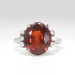 Vintage Estate 1950's Spessartite Garnet Diamond Ring 18k White Gold