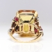 Vintage Retro Estate 1940's Citrine Ruby Diamond Cocktail Birthstone Anniversary Ring 14k Rose Gold Platinum