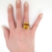 Vintage Retro Estate 1940's Citrine Ruby Diamond Cocktail Birthstone Anniversary Ring 14k Rose Gold Platinum