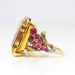 Vintage Retro Estate 1940's Citrine Ruby Diamond Cocktail Birthstone Anniversary Ring 14k Rose Gold Platinum