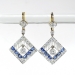 Antique Edwardian Blue Sapphire Diamond Chandelier Drop Earrings Platinum 18k Yellow Gold