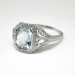 Art Deco 1930's Vintage Aquamarine Filigree Engagement Birthstone March Ring 18k White Gold