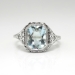 Art Deco 1930's Vintage Aquamarine Filigree Engagement Birthstone March Ring 18k White Gold