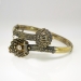 Victorian Antique 1870's Vintage Old Mine Cut Diamond Shell Bypass Hinged Cuff Bangle Bracelet 18k Yellow Gold