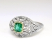 Art Deco Emerald Diamond Ring Platinum 18k Yellow Gold