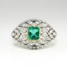 Art Deco Emerald Diamond Ring Platinum 18k Yellow Gold