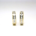 Estate Vintage 1990's Asscher Baguette Emerald Cut Diamond Huggies Hoop Earrings 18k Yellow Gold