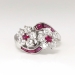 Estate Vintage 1960's Oscar Heyman Ruby Diamond Bypass Ring Platinum