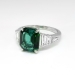 Estate Verdelite Brazilian Green Tourmaline Baguette Diamond Ring Platinum