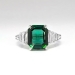 Estate Verdelite Brazilian Green Tourmaline Baguette Diamond Ring Platinum