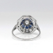 Art Deco 1930's Vintage Estate Old European Cut Diamond Lab Sapphire Double Halo Ring Platinum