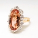 Estate Oscar Heyman Imperial Precious Peach Topaz & Oval Diamond Halo Ring 18k Yellow Gold Platinum