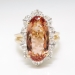 Estate Oscar Heyman Imperial Precious Peach Topaz & Oval Diamond Halo Ring 18k Yellow Gold Platinum