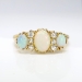 Antique Opal Diamond Ring Circa 1890's Victorian 3 Stone Opal Old Mine Cut Diamond Ring 18k Yellow Gold