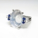 Vintage 1950's Moonstone Ring With Diamonds And Blue Sapphires 14k White Gold Ring