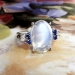 Vintage 1950's Moonstone Ring With Diamonds And Blue Sapphires 14k White Gold Ring