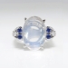 Vintage 1950's Moonstone Ring With Diamonds And Blue Sapphires 14k White Gold Ring